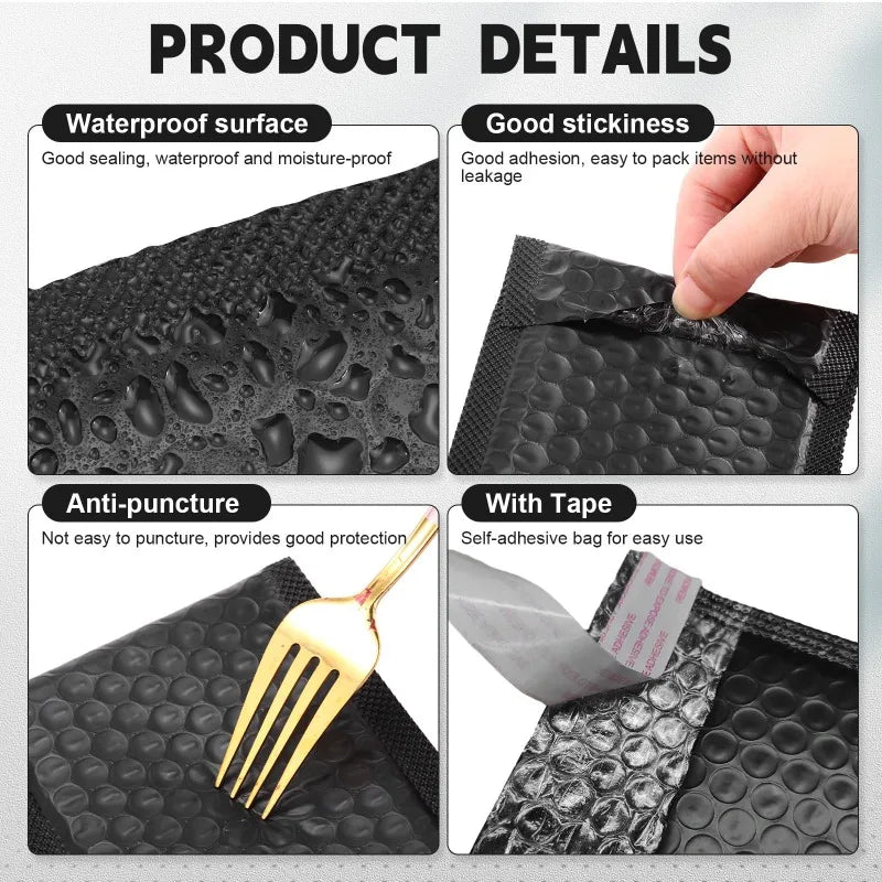 10/60x Bubble Mailers Self Seal Padded Envelopes Waterproof Business Mailing Packages Multi-size Shipping Bags Black White Pink