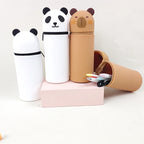1PCS Kawaii Animals Silicone Telescoping Pencil Case Student Large Capacity Stationery Bag Giraffe/ Bee/Panda Learn Stationery