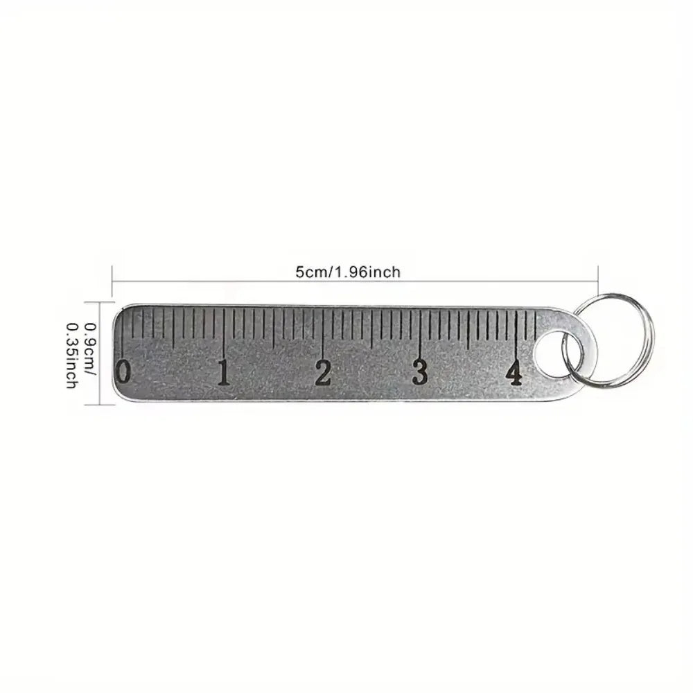 High Quality Portable Stainless Steel Mini Ruler Anti Lost Small Size Metal Ruler Keychain Mini Straight Ruler School Supplies