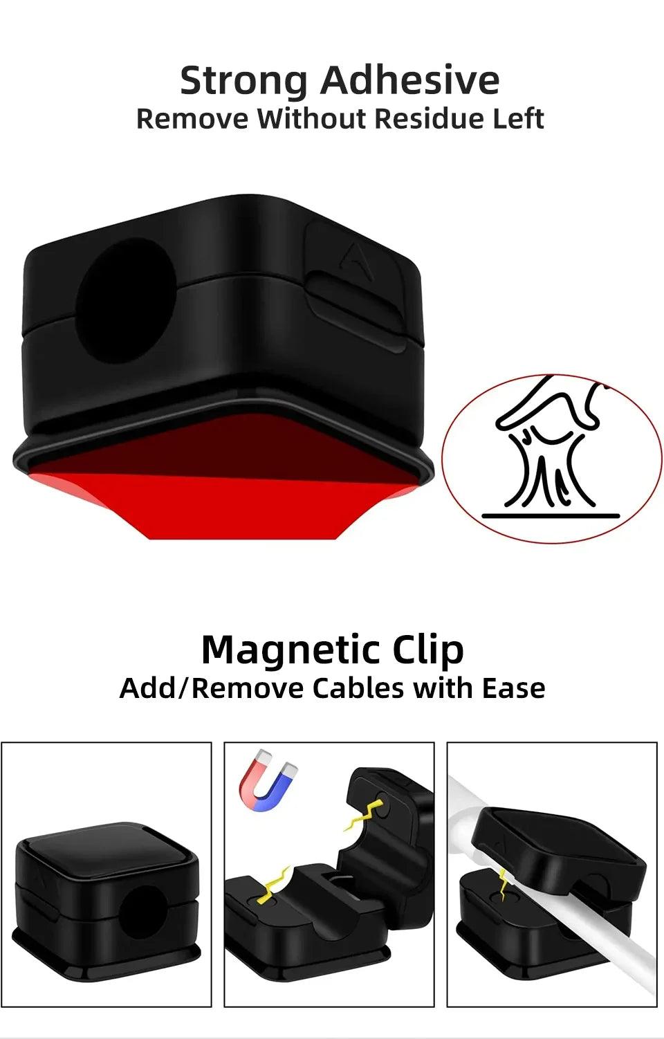 Magnetic Cable Holder Data Cord Collator Desktop Bedside Wall Wire Organizer Mobile Phones Earphones Charging Wire Cord Holder