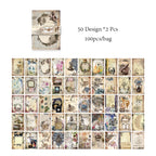 8 Style100Pcs/book Memo Material Paper Vintage Artistic Character Message Card Beautiful Flowers European Style DIY Hand Account