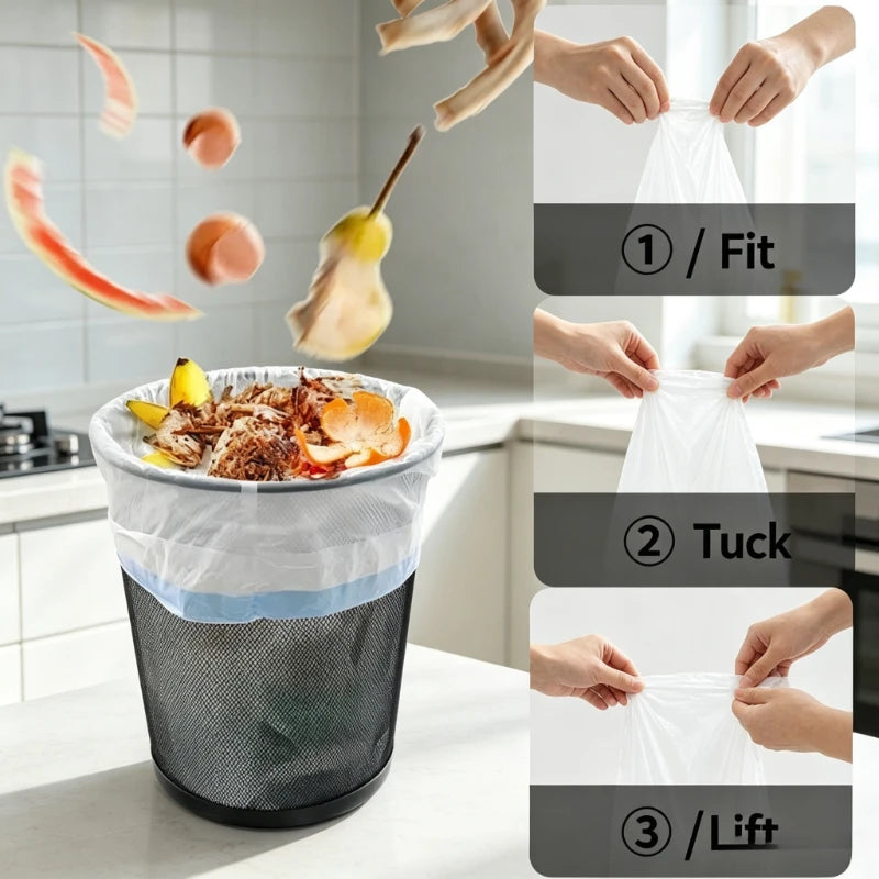Drawstring Trash Bags Thickened Disposable Kitchen Garbage Can Liners with Handle for Home Office
