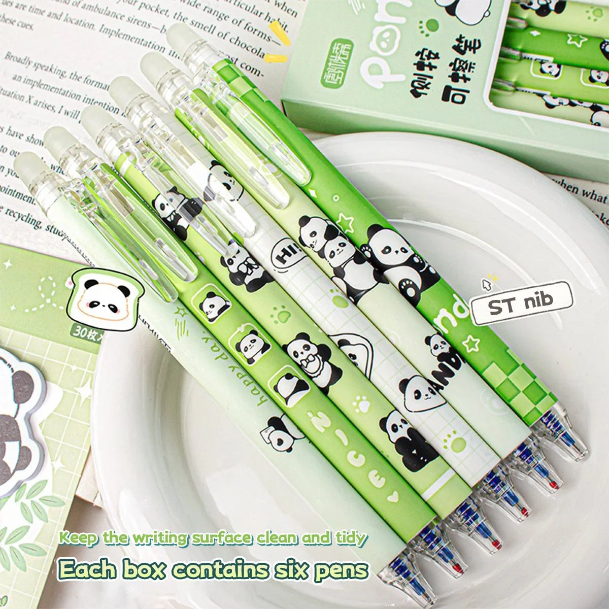 Capybara Erasable Pens 6pcs Refillable Ink Gel Pen Smudge-Free Cute Animal School Supplies for Students Office Stationery Gifts