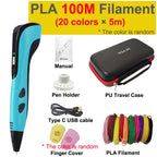 New 3D Pen 3D Printing Pen for Children 1.75mm PLA Filament DIY Drawing Birthday Christmas Gifts for Kids with Travel Case