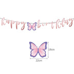 Butterfly Girls Birthday Party Disposable Tableware Fairy Pink Paper Plates Cups Napkin Tablecloth Birthday Party Decorations