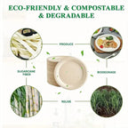 50pcs/set Disposable Round Plates Pulp Lunch Boxes Disposable Paper Plates Light Takeaway Salad Soup Noodle Square Bowls