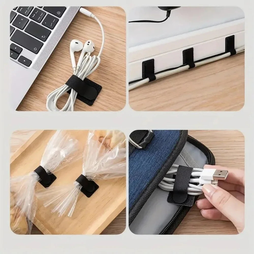 Self Adhesive Reusable Cable Ties Velcro Fastening Wire Organizer Adjustable Cord Holder for Desk Power Cord Management