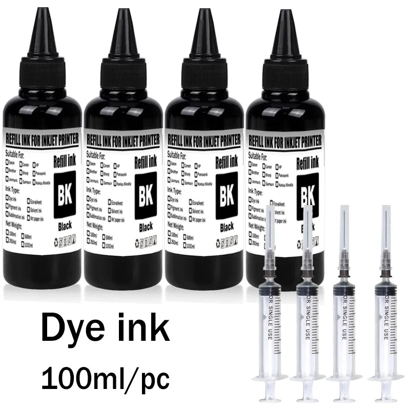 Dye ink Refill kit For HP 301 302 304 305Xl Printer For Epson Canon 40 41 445 446 Brother Lexmark Samsung Dell Inkjet Printer