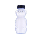 Cute Bear Shaped Bottle Plastic Drink Container Cartoon Honey Bear Straw Cup with Flexible Straws for Milk Juice Honey Storage