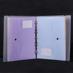 1 Folder + 6 Document Pouches, Transparent 3-Ring A4 Binder With 11-Hole Loose Leaf Pockets School Office Document Organizer