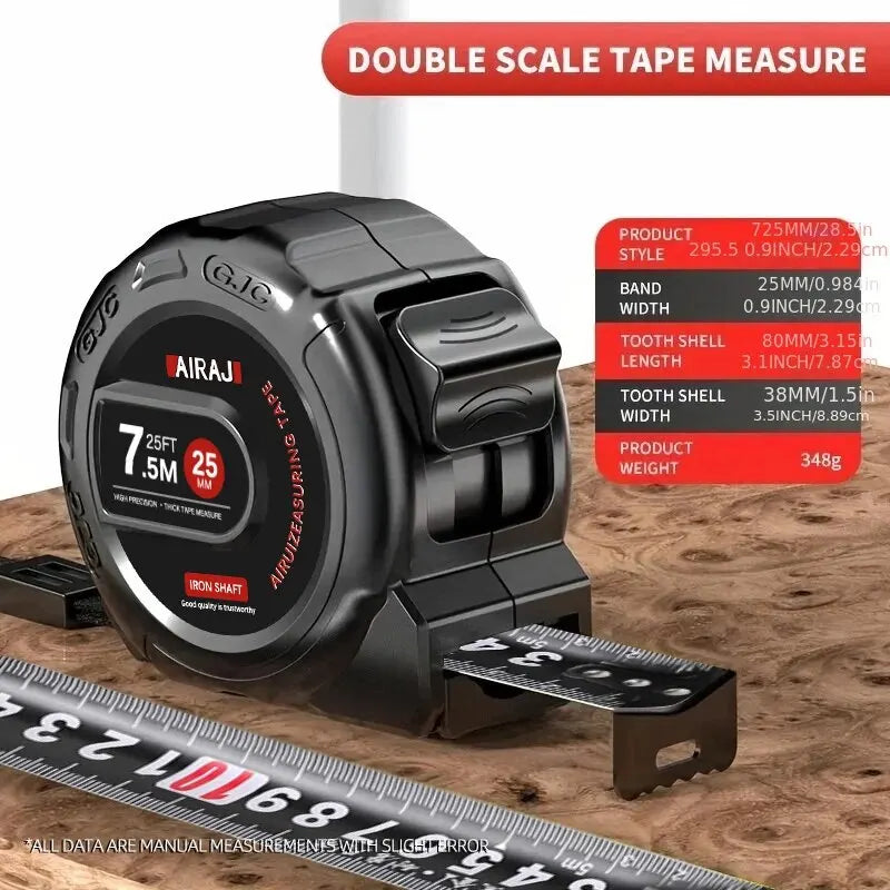 AIRAJ 7.5/5/3M Tape Measure High Carbon Steel Thickened Frosted Anti Drop Shell High-Precision Portable Manual Measuring Tool