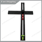 -A99Z Drawer Door Hole Drilling Template Drywall T Square Ruler Adjustable Positioning Ruler Drilling Positioning Ruler