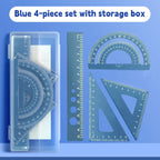 4pcs Metal Drafting Set With Storage Box Students Measure Ruler Set Multi-Function Set School Office Supplies Gift for Student
