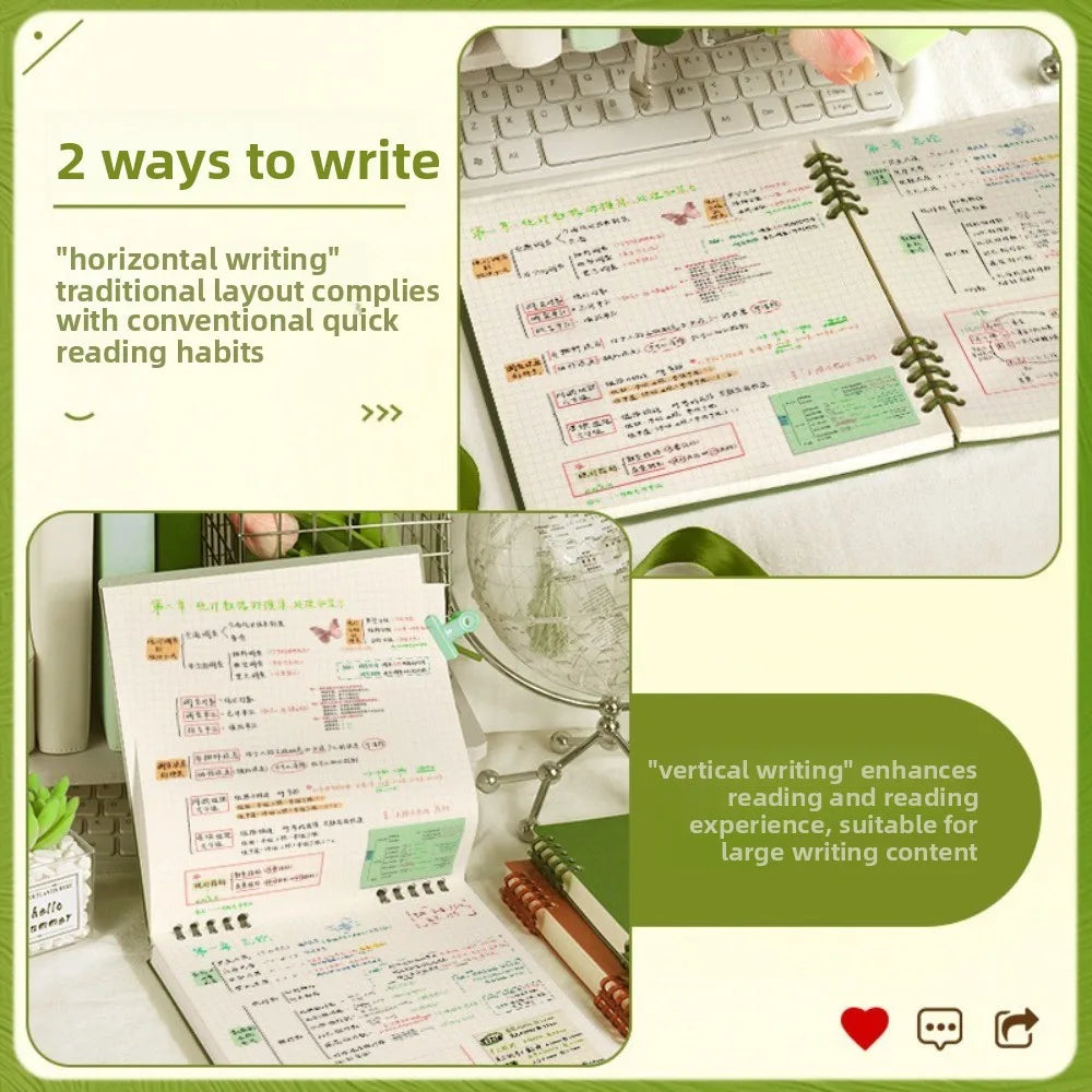 Multifunctional 120 Pages Loose-leaf Notebook Color Detachable Diary Book Grid Inner Pages Flip Up Hand Account Book Students