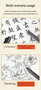 BAOKE 4-Size Calligraphy Pen Set for Writing, Drawing & Hand Lettering, Black Ink Brush Markers for Art, Calligraphy, Sketching
