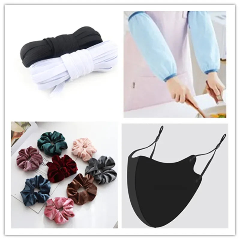 5m 10m 20m 40m 90m Elastic Elastic Band 6mm Color Sewing Household Rubber Band Elastic Band Garment Sewing Accessories