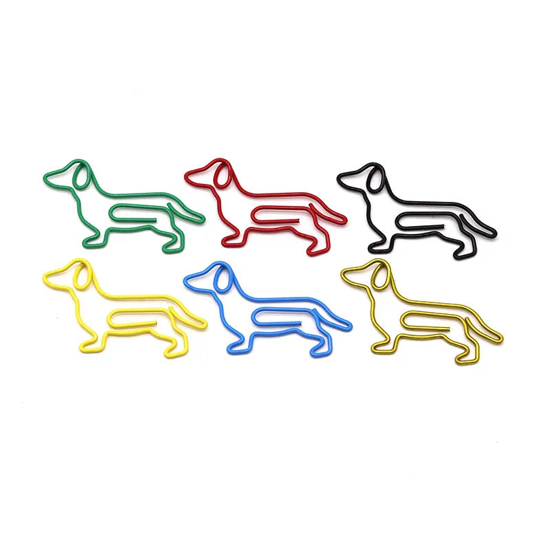 10-100pcs Creative Colorful Dachshund Paper Clips Cartoon Creative Metal Animal Special-shaped Bookmark Clip Paper Clamps