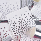 Silver Laser Paper Disposable Tableware Set Dinner Paper Plate Cup Napkin Tablecloth for Birthday Party Retirement Wedding Party