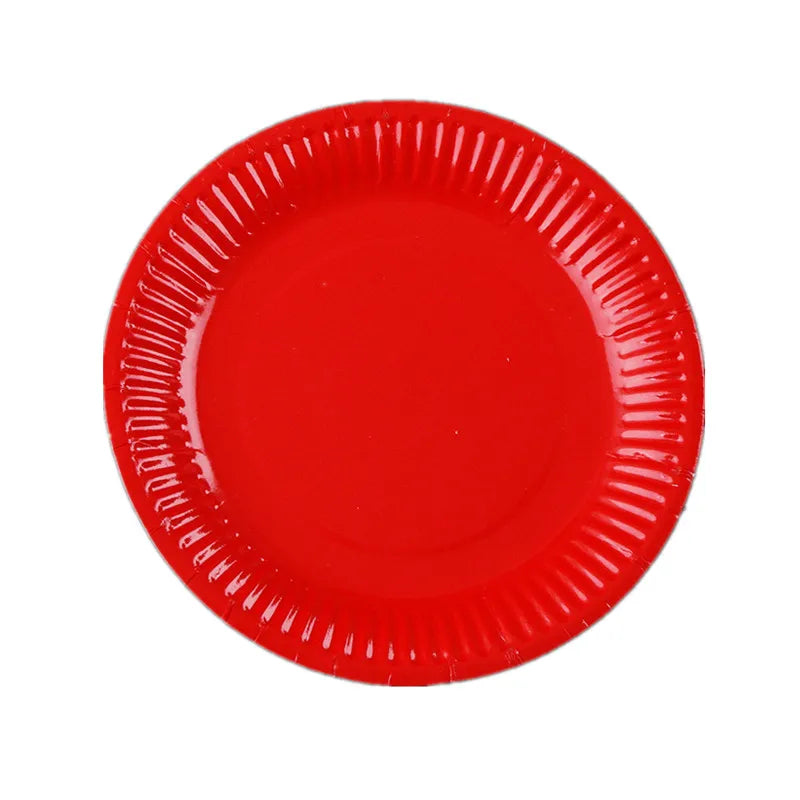 Solid Color Disposable Tableware Set Party Supplies Paper Plates Cups Wedding Birthday Party Decorations Adult Favor
