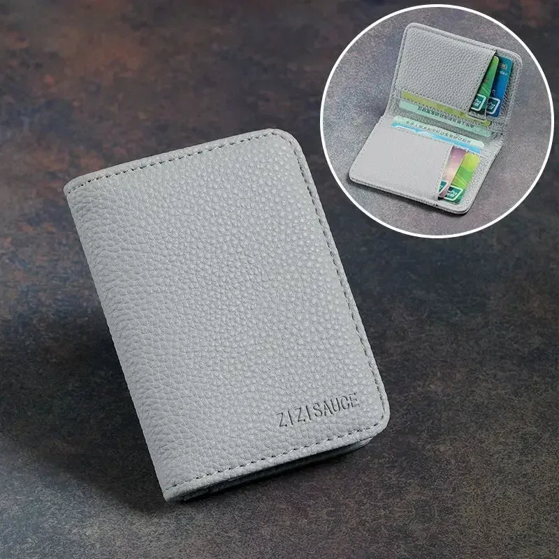 Multi-card Slot Solid Color Portable Leather Card Case Universal Bank Credit Card ID Bus Card Holder Travel Organizer Wallets