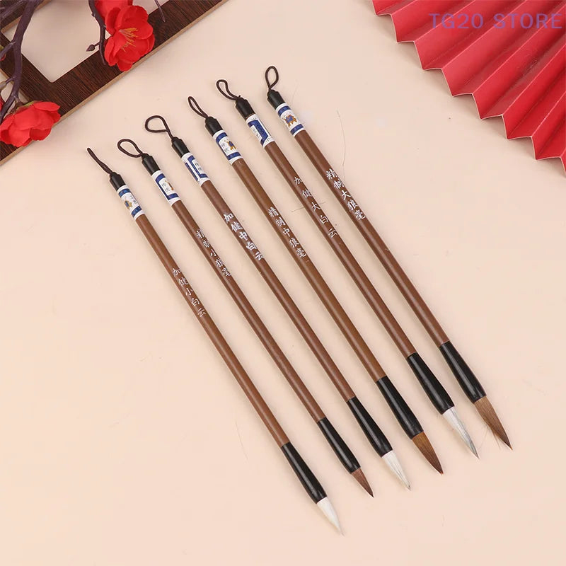 6Pcs Traditional Chinese Calligraphy Brushes Set White Clouds Bamboo Wolf's Hair For Painting Practice Writing Tools