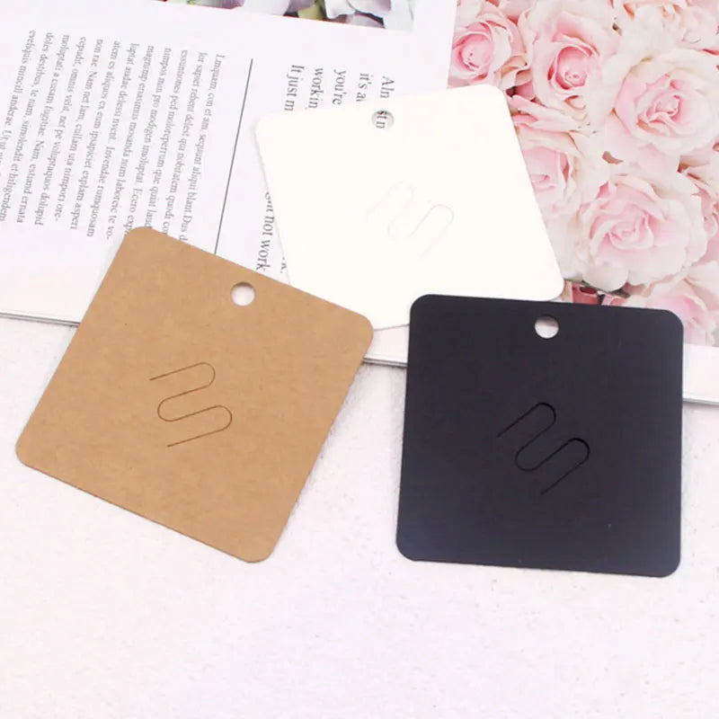 50pcs/lot Brooches Display Cards Blank Kraft Paper Tag for Jewelry Packaging Cards Small Business Sale Hang Price Tag Card 7*7cm