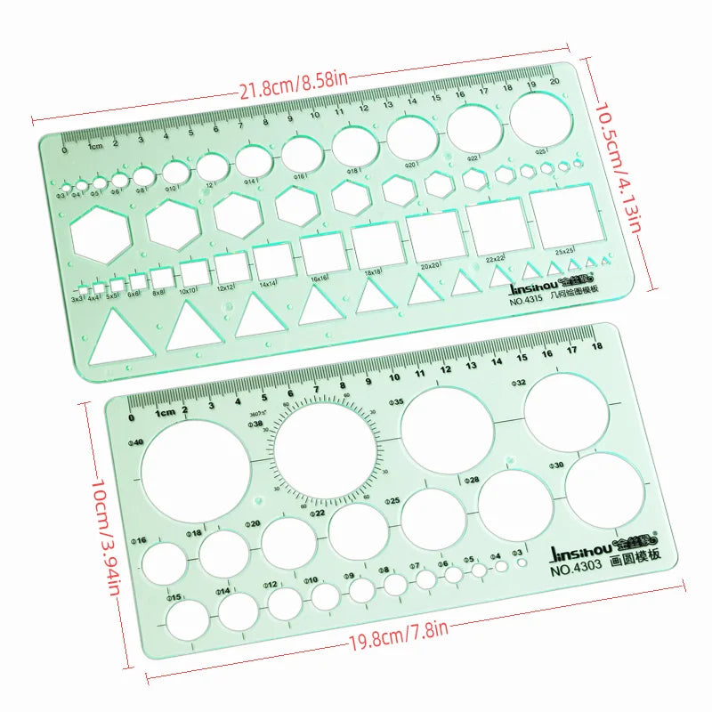 Brand New Green Geometric Template Ruler Mapping Drawing Tools Ruler Suitable For Student School Stationery