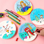 50pcs Paper Plate, Disposable Party Tableware, Bone Spitting Plate, Picnic Plate, Children's Drawing Diy White Cardboard, Decora