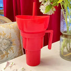 New 2 IN 1 Creative Popcorn Snack Cup Integrated Beverage Cup with Handle Portable Beverage Cup Novel Design and Many Functions