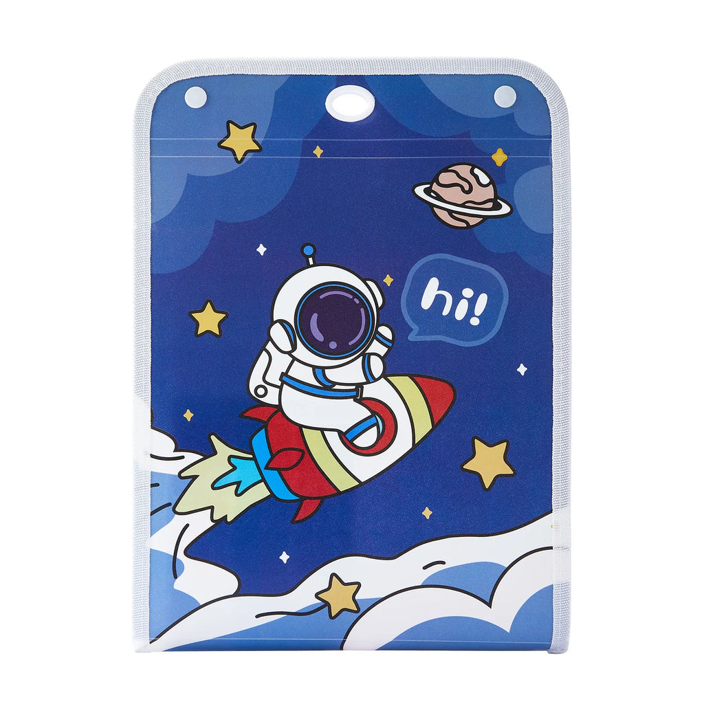 Cartoon Vertical File Bag A4 Hanging 13 Grid Children's Fun Astronaut Test Paper Material Storage Organ Bag Desk Organizer