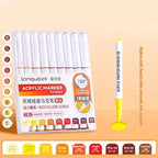 Languo Colors Acrylic Paint Art Marker Pen Set Black/White/Gold/Silver DIY Graffiti Drawing Pens for Writing Painting Stationery