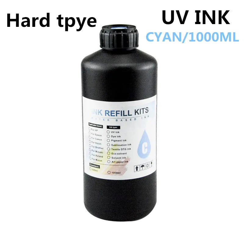 UV Hard Ink 1000ML UV Ink For Epson XP600 TX800 XP-600 L800 L805 L1800 R290 R300 1390 1400 1410 1430 DX5 DX7 DX10 UV Printer