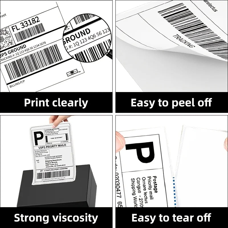 100x100mm Direct Thermal Shipping Labels 500pcs/Roll Oil Resistant Permanent Adhesive White Blank Self Adhesive Mailing Address