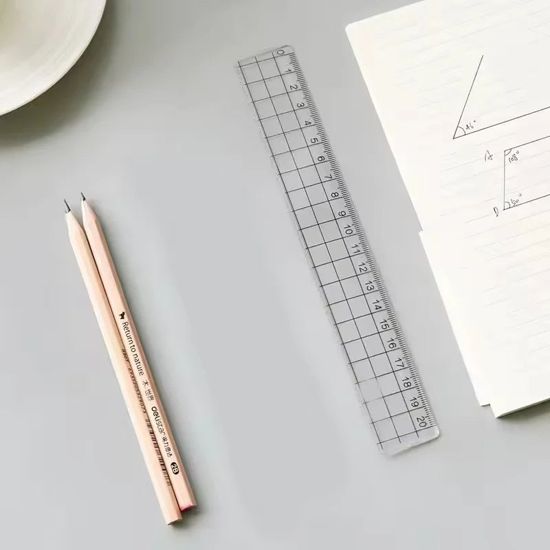 18CM Cartoon Simple Unprinted Straight Edge Transparent Square Acrylic Plastic Student Hand Account Scale Straight Ruler