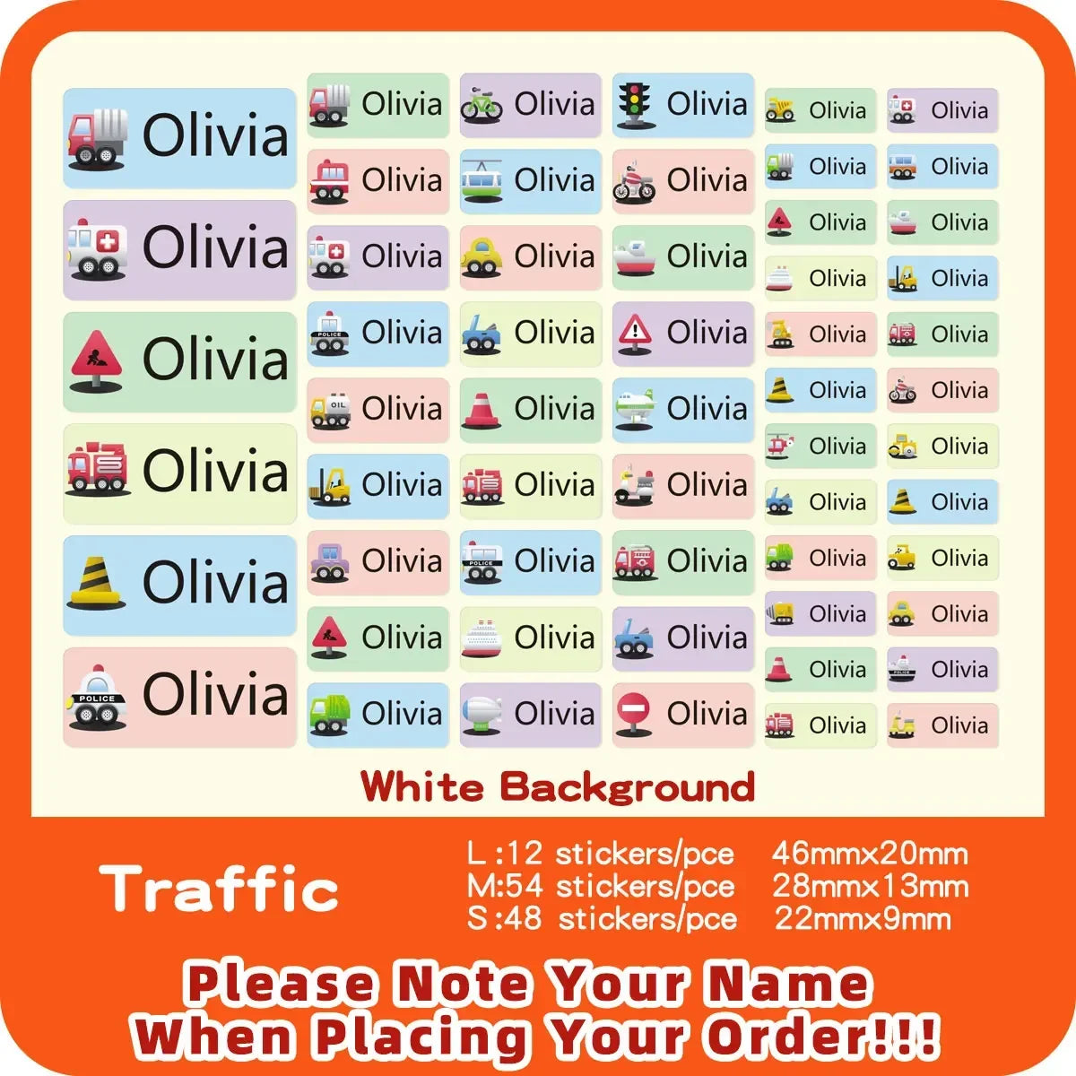 Multi Size Name Sticker Personlized First Name Waterproof Tag Custom Labels for Children Personal Scrapbook Kids School Label