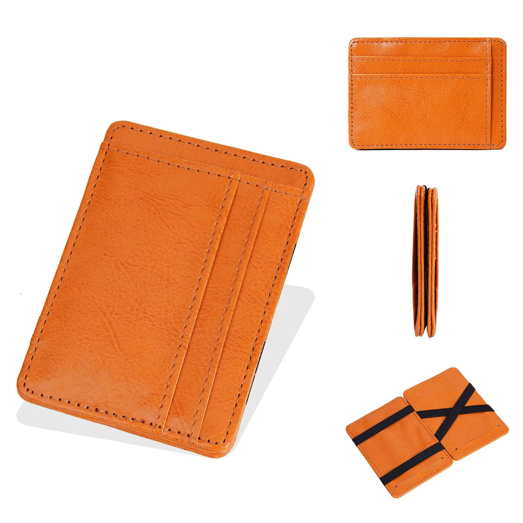 Business Thin Multi-Functional Short Bifold Card Holder Simple Elastic Nylon Belt Multi-Slot Wallet