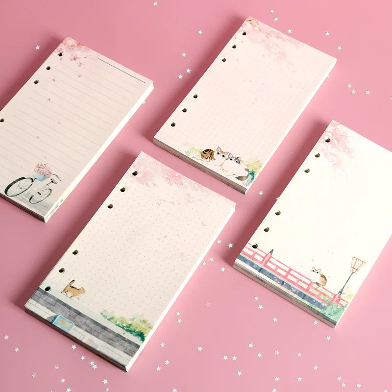A6 80Sheet Cute Colorful Loose-leaf Replacement Line Grid Blank Point Paper Refill Inner Page Inner Page Inside Stationery