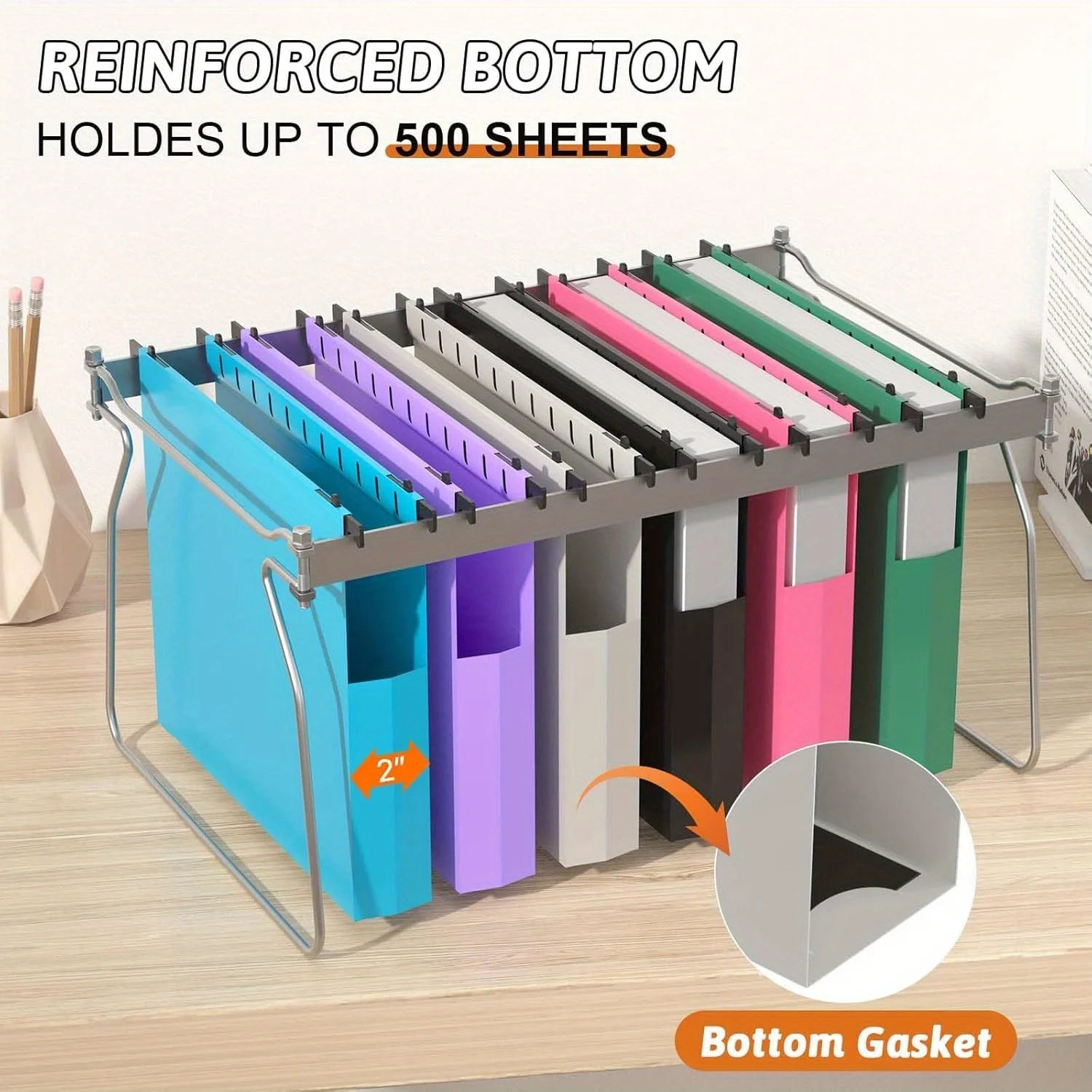 6 Pcs Plastic Oversized Hanging Folders Letter Size, Reinforced Hanging Folders, Expandable Design on Both Sides