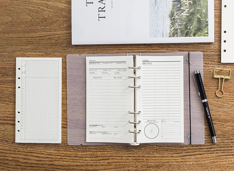 A6 40Sheets Loose Leaf Notebook Refill Spiral Binder Inner Page Grid Blank Line Diary Agenda PlannerSchool Stationery