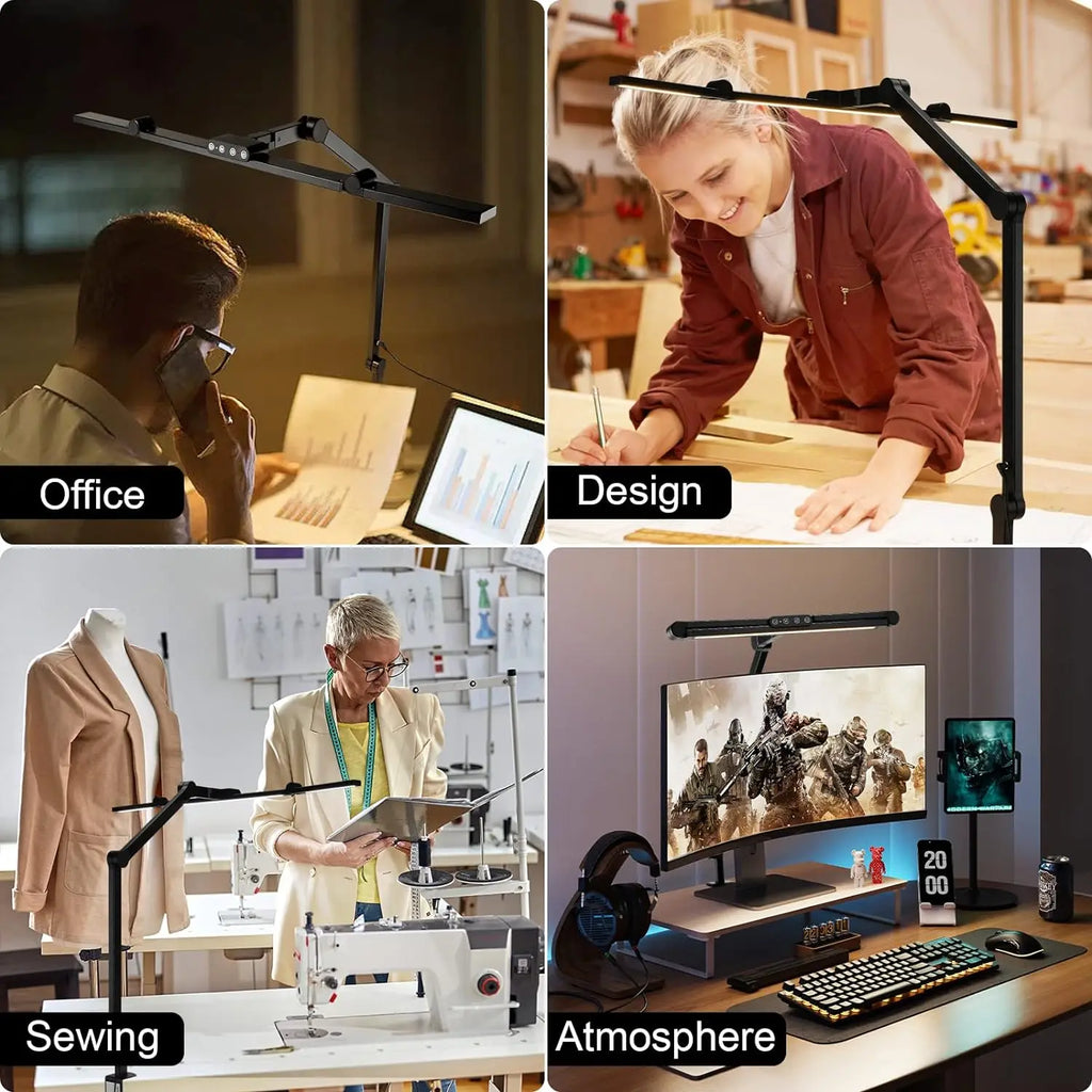 28.2" Large Transformable LED Desk Lamp with Clamp, Architect Ultra Bright 24W Light, Auto Dimming and Sensor Design for Office