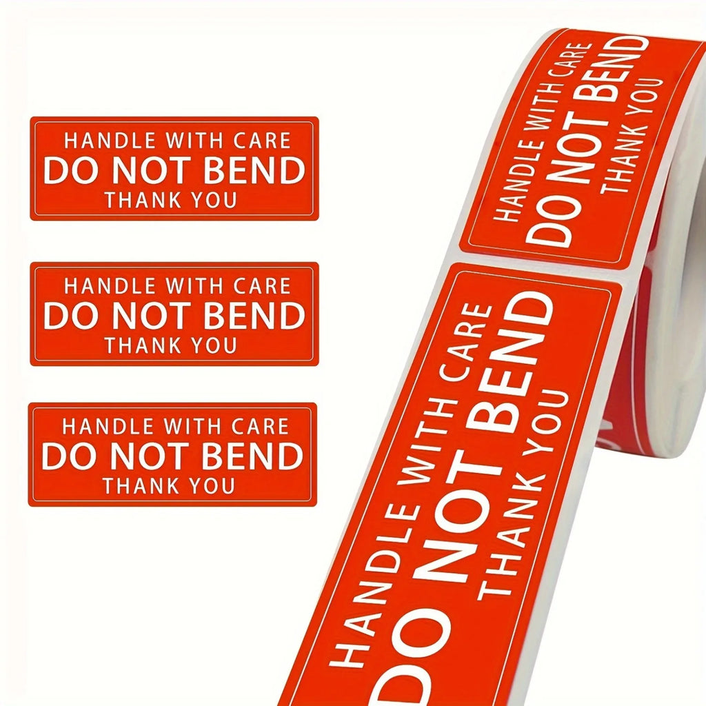1 Roll, 250 Labels,1 Inch Handle with Care Fragile Do Not Bend Thank You Warning Packing Shipping Label Stickers Permanent