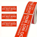 1 Roll, 250 Labels,1 Inch Handle with Care Fragile Do Not Bend Thank You Warning Packing Shipping Label Stickers Permanent