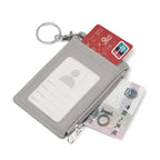 Portable Leather Business ID Card Credit Badge Holder Coin Purse Wallet Keychain