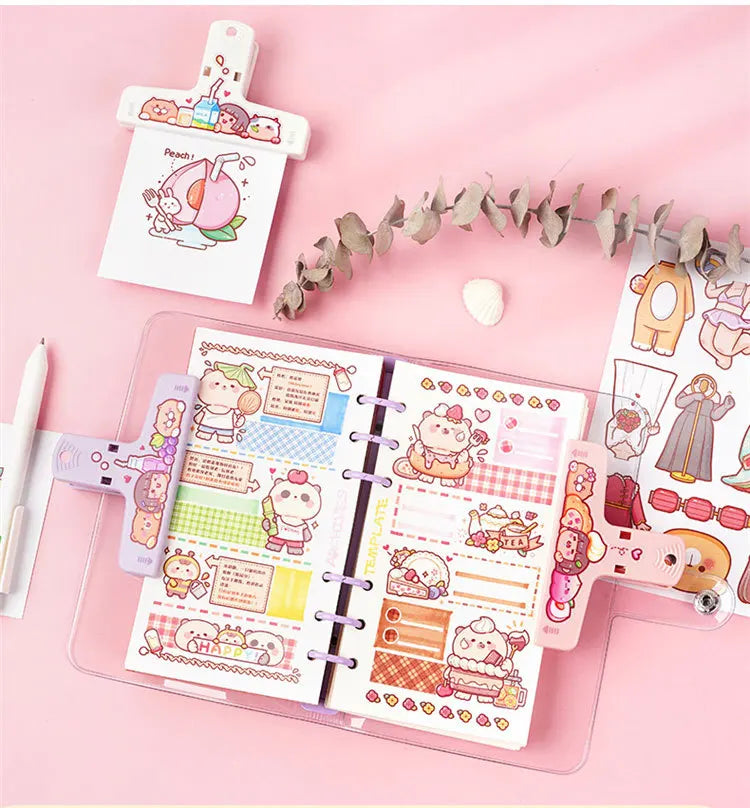 Cute Cartoon ABS Paper Clipper Bookmark Binder Multicolor Office Accessories Document Clip School Supplies Kawaii Stationery