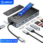 ORICO M.2 SSD Enclosure USB C Hub Splitter PD100W Extension Docking Station 10Gbps M2 NVMe SATA External Case 4K 60Hz HDMI-Com
