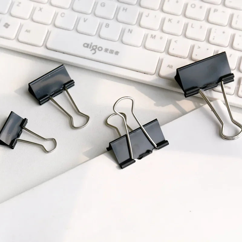 12Pcs/set Large Metal Binder Clips 32mm/ 41mm/ 51mm Notes Letter Paper Clip Office Stationery Supplies Binding Securing