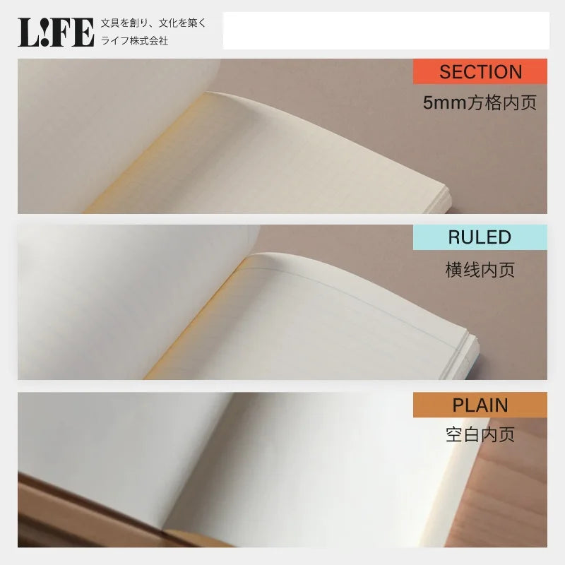 Japanese LIFE noble note section Notebook 100sheets Grid/Horizontal A4 A5 B4 B5 Pen Writing Notebook Office Stationery Supplies