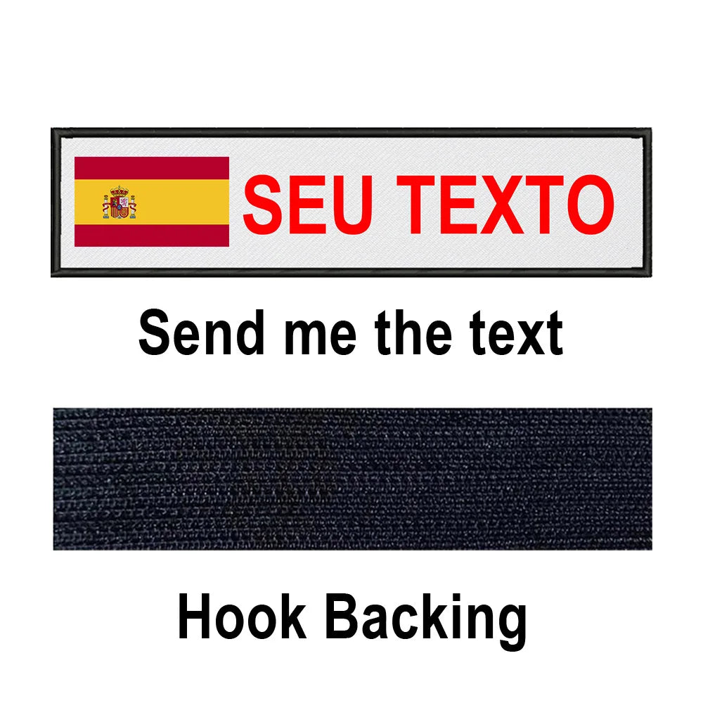 Custom Spain Flag Patch Tactical Patches Personalized Name Stripes Badge Tags Chevrons Armband Hook Loop For Military Backpack