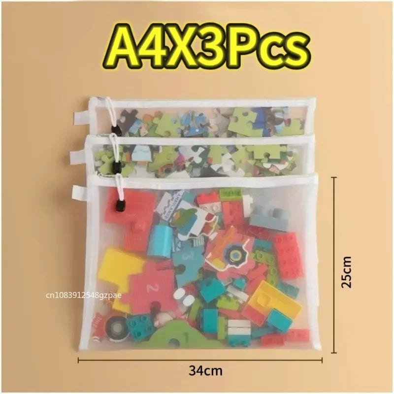 1/3/6PCS Storage Bag Mesh ZipperToy Building Block Puzzle Sub-package Children Particle Zipper Transparent Finishing Storage