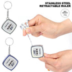 Key Ring Tape Measure Keychain Gauging Tools Retractable Ruler Pull Ruler Measuring Tools Stainless Steel Portable